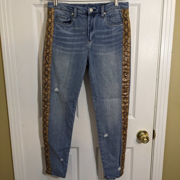 Blank NYC Denim - BLANKNYC The Bond Ms. Brightside Blue Skinny Jean Faux Snakeskin Sides - size 30